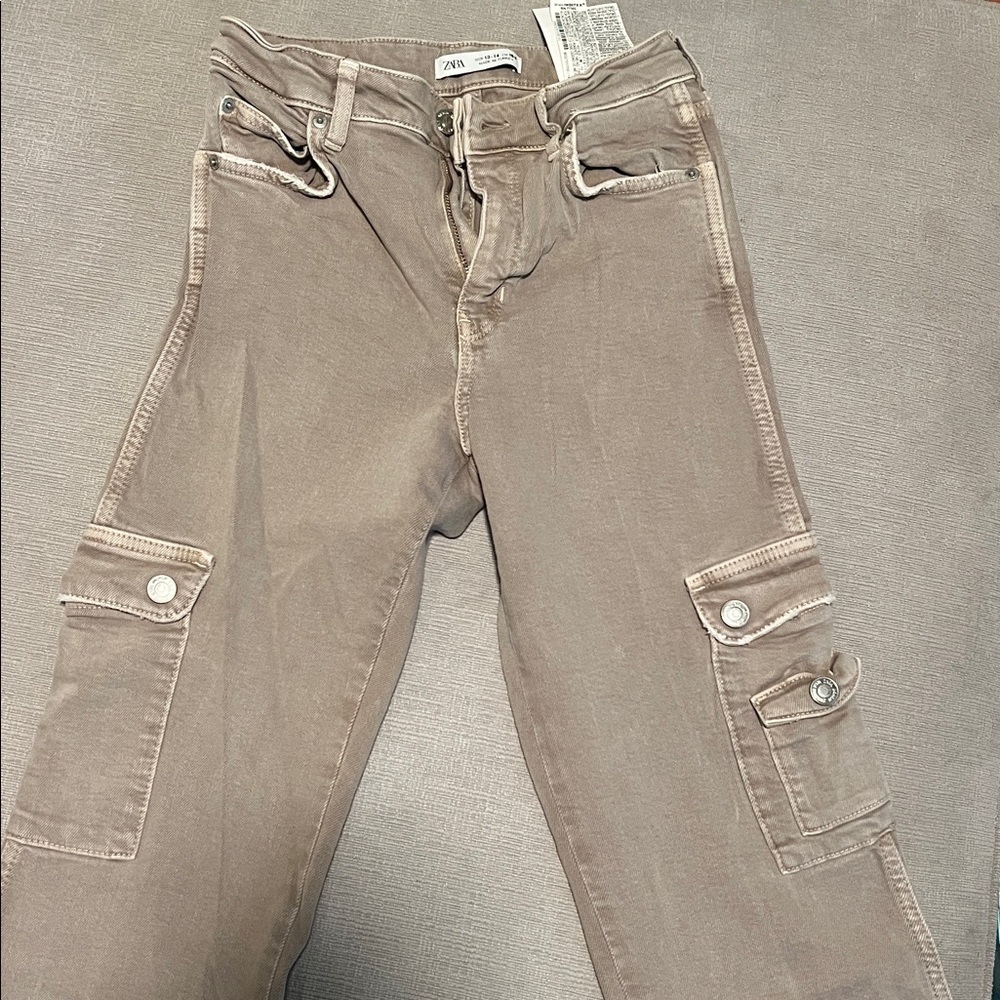 Zara Taupe Cargo Trousers